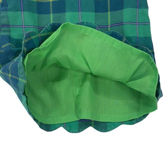 Lilly Pulitzer Girls 2T Green Plaid Preppy Dress Scalloped, Pink Bow, Lined - Picture 6 of 9